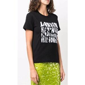 LANVIN Paris Women T-Shirt Carpeted in Black Size XS